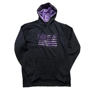 Mossy Oak Womens Hoodie Purple Camo American Flag Sweatshirt Patriotic‎ USA M